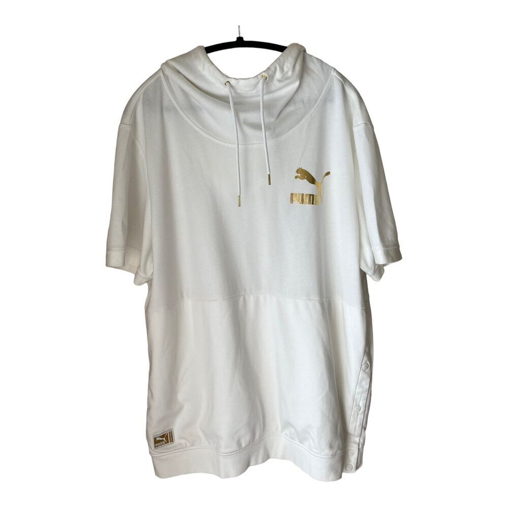 Puma white and gold pullover oversized sweatshirt size xxl